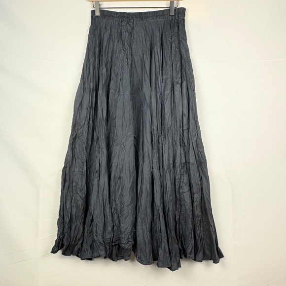 VTG 90s Y2K Winter Silks Silk Maxi Skirt Crinkle Elastic Waist Sz S Boho Gypsy - Picture 1 of 7